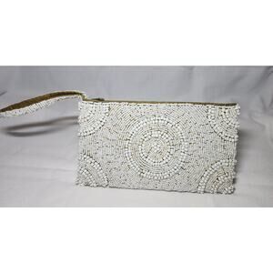 Tommy Bahama Ivory Beaded Zippered Wristlet